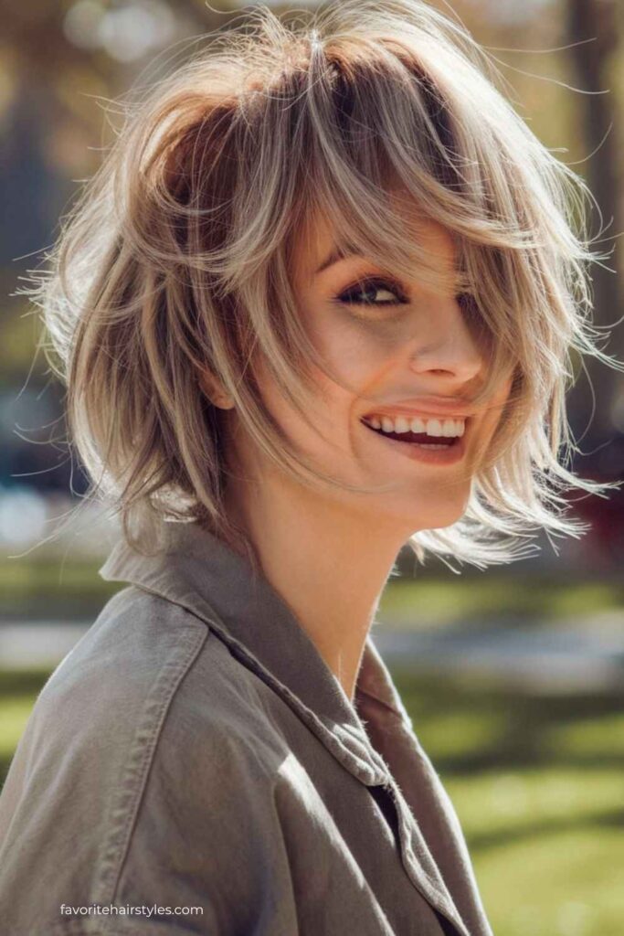 Layered Short Wolf Cut With Wispy Bangs