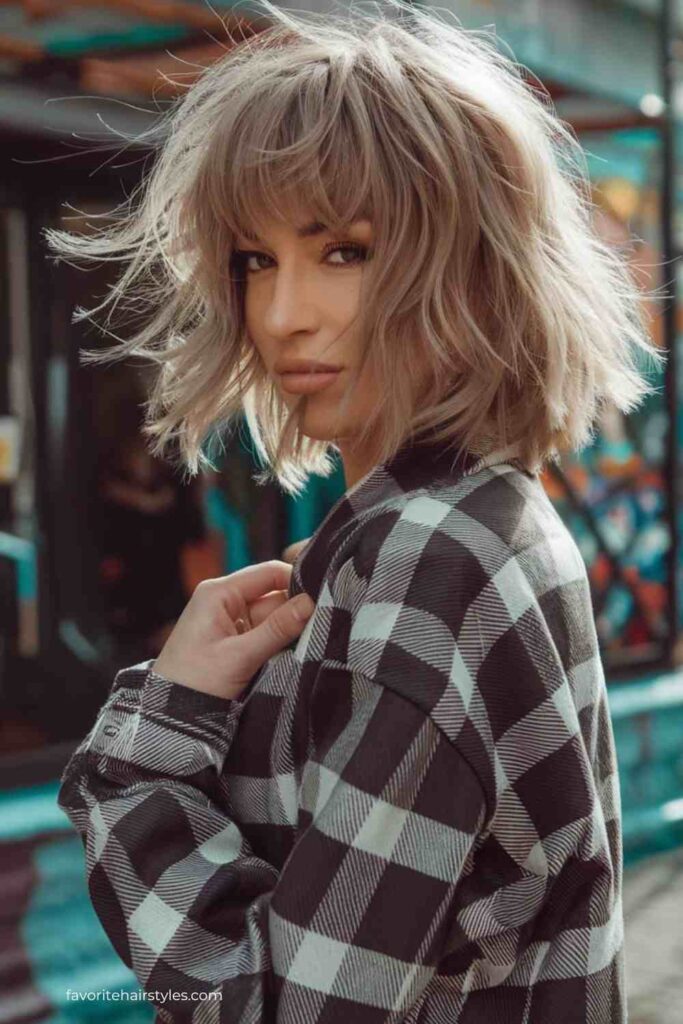 Short Wolf Cut With Asymmetrical Bangs