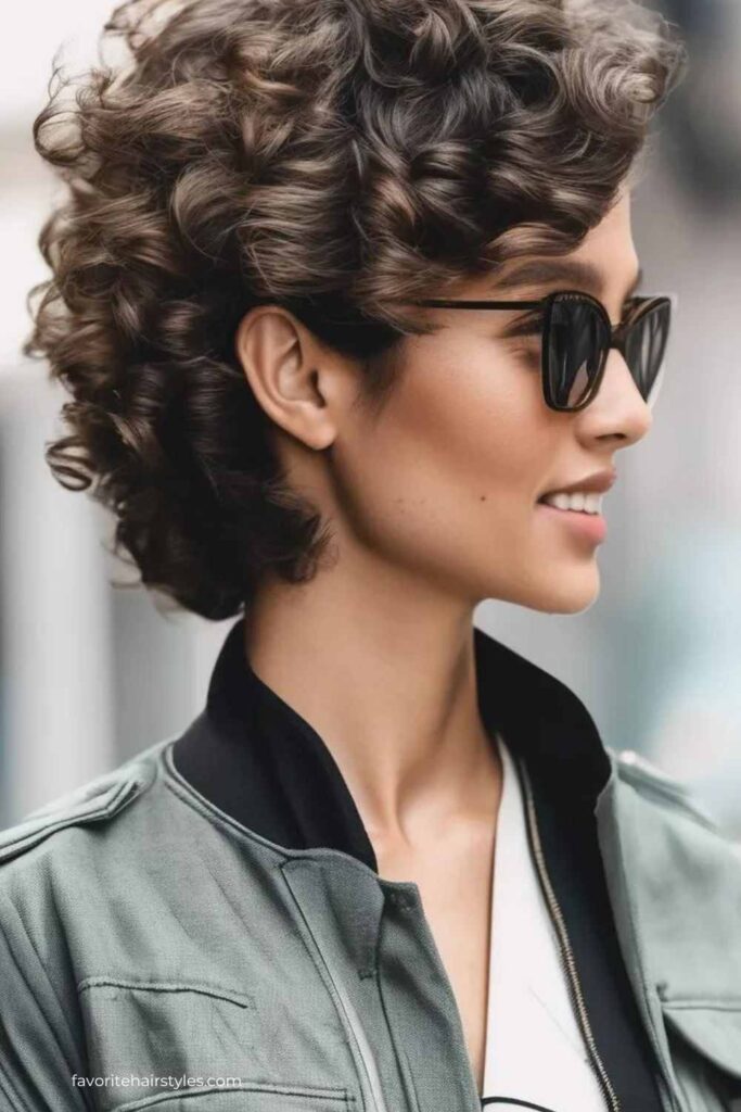 Side-Swept Curly Wolf Cut