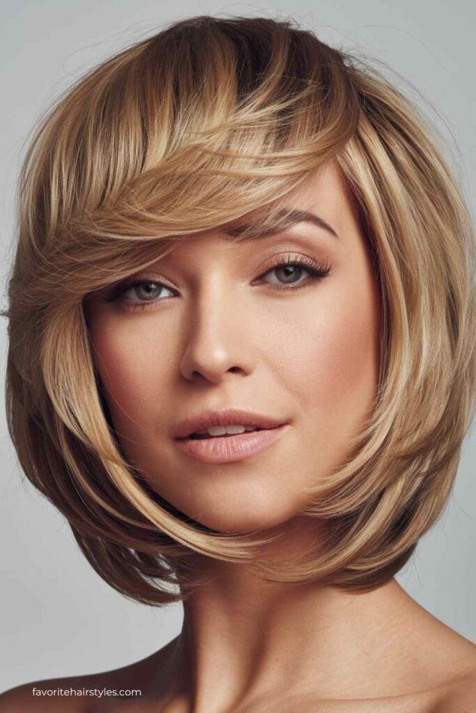 A-Line Bob with Layered Bangs