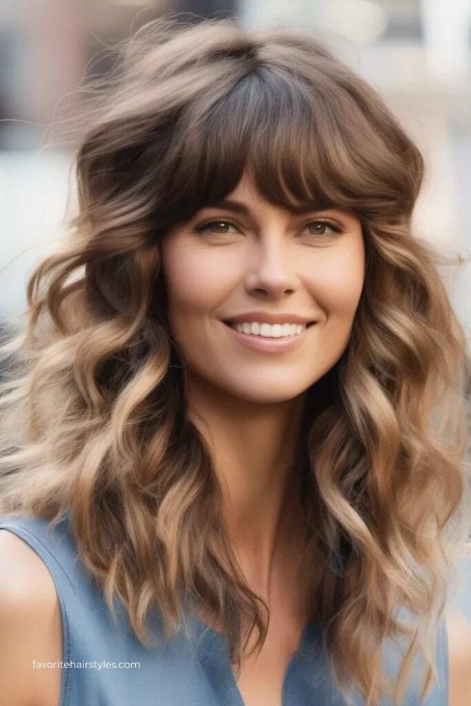 Beachy Waves with Wispy Bangs