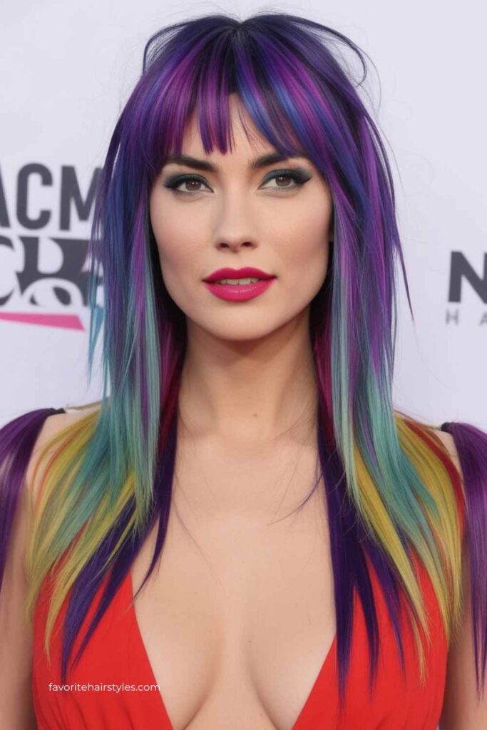 Bold Colors with Choppy Bangs