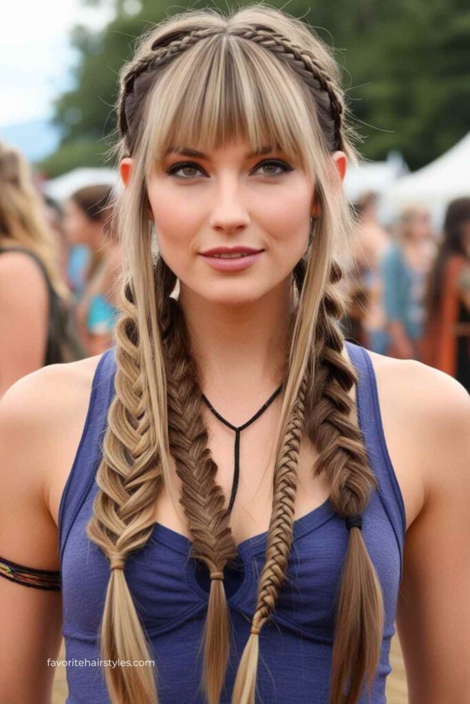 Braided Accents with Long Bangs