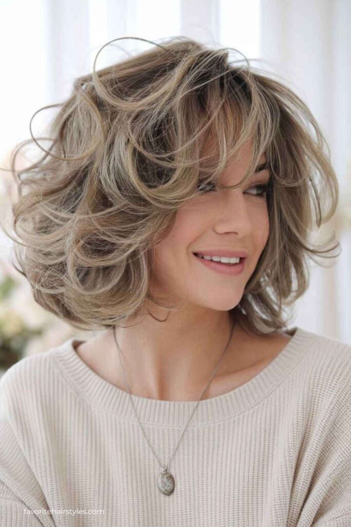 Curly Layered Bob