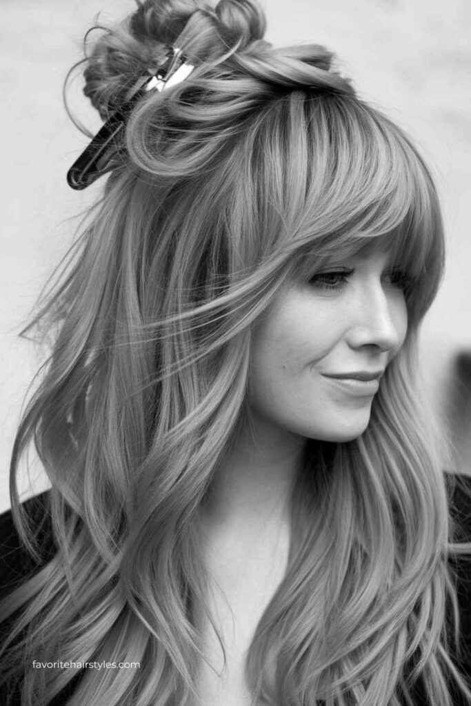 Half-Up, Half-Down with Layered Bangs