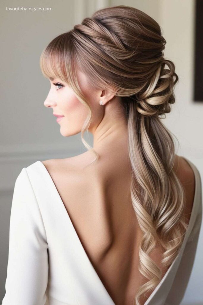 Romantic Updo with Soft Bangs