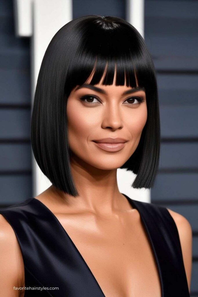 Sleek Straight Bob with Curtain Bangs