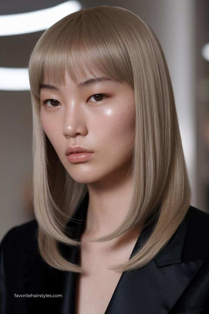 Sleek and Straight with Blunt Bangs