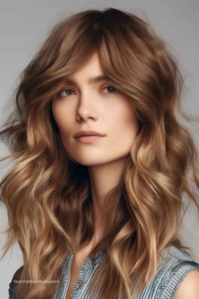 Textured Waves with Curtain Bangs