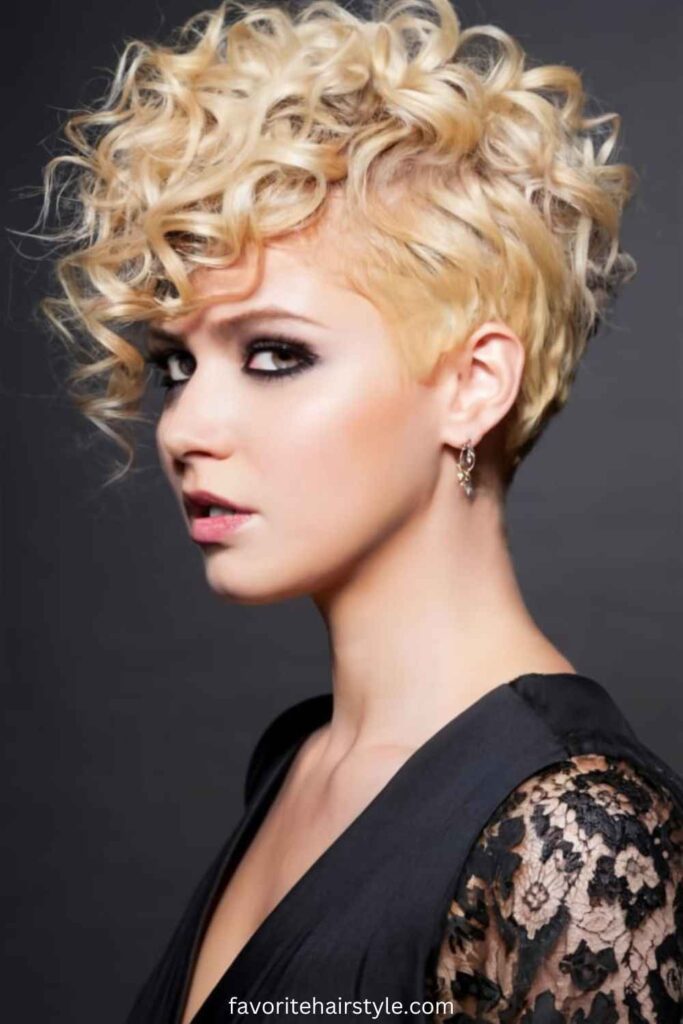 Asymmetrical Blonde Curly Pixie