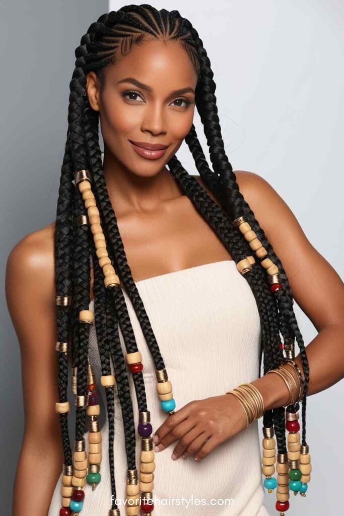 Box Braids with Beads and Accessories