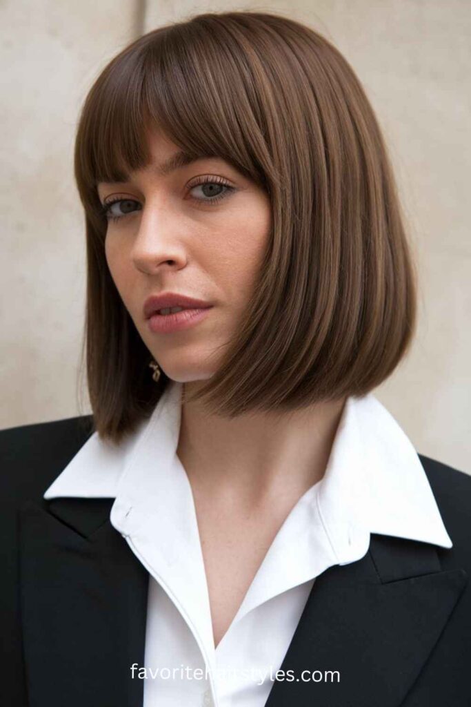  Old Money Bob Haircut With Bangs Classic Straight Bob with Blunt Bangs