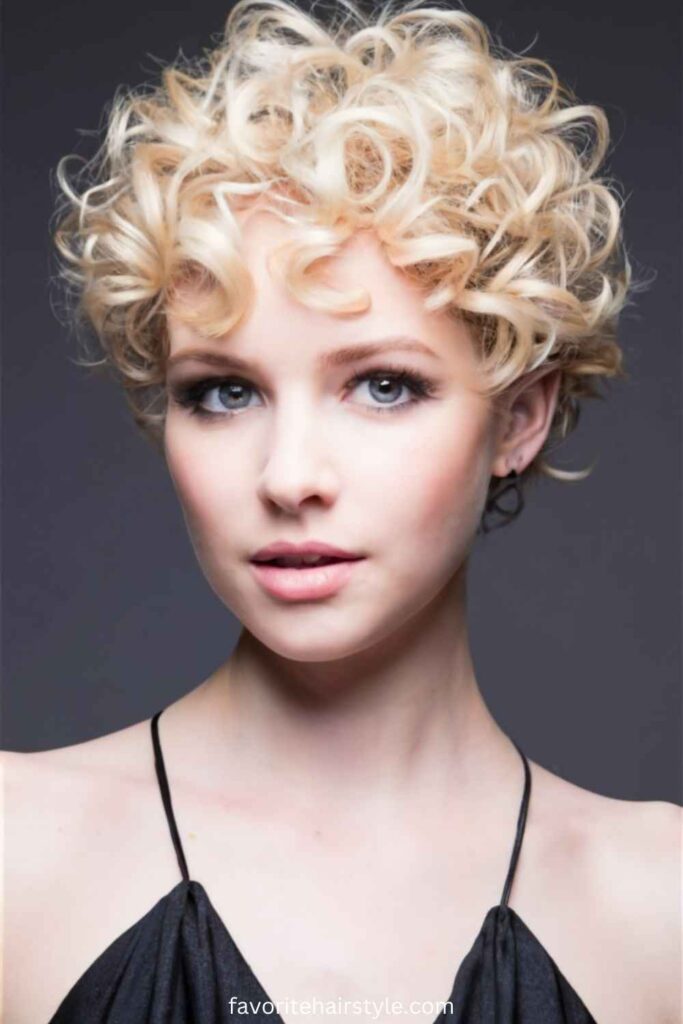 Curly Blonde Pixie with Defined Curls