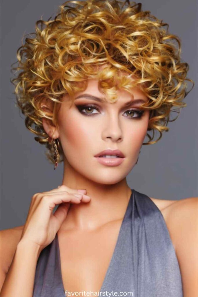 Curly Pixie Wig with Highlights