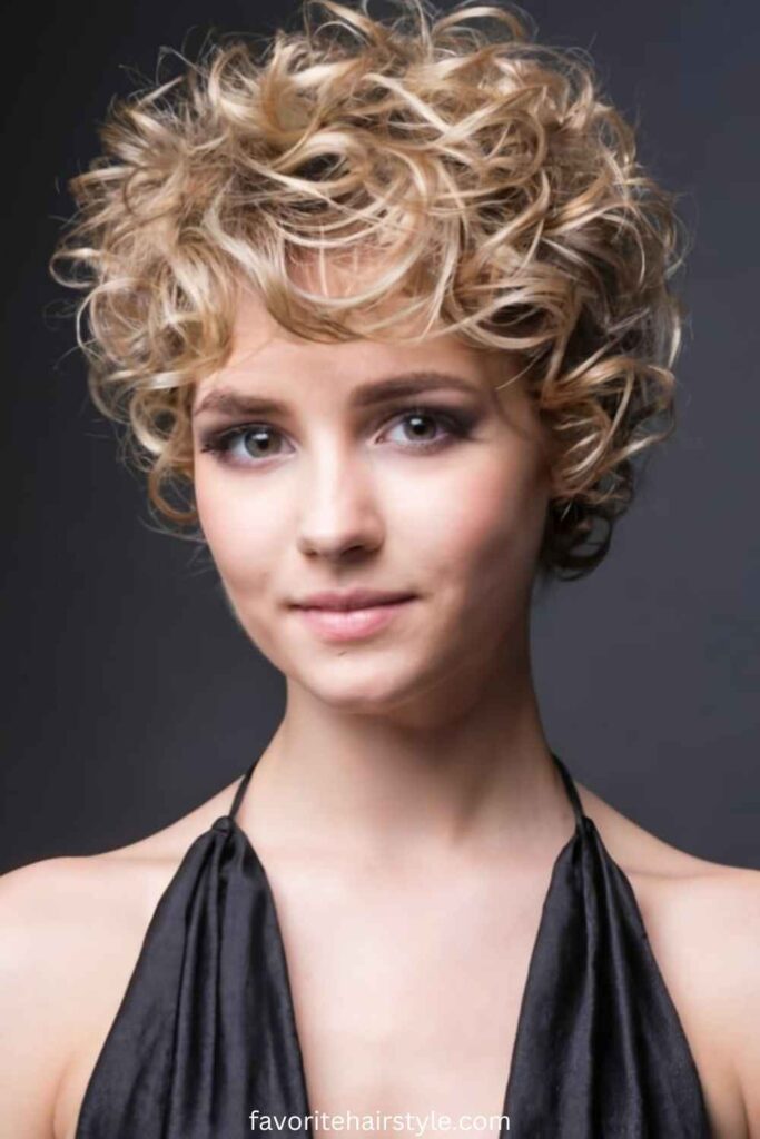 Curly Pixie with Curved Layers