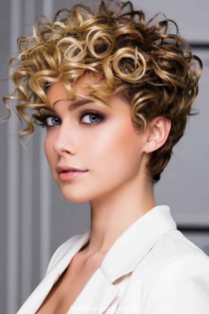 Cute Curly Pixie Cuts Curly Pixie with Highlights