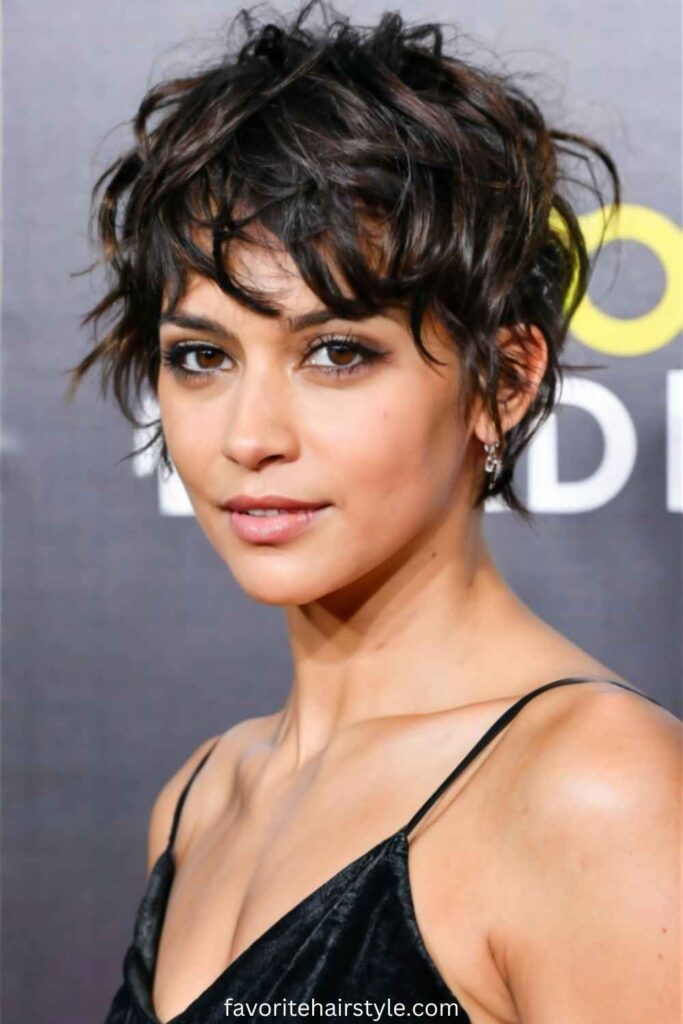 Curly Pixie with Tousled Bangs