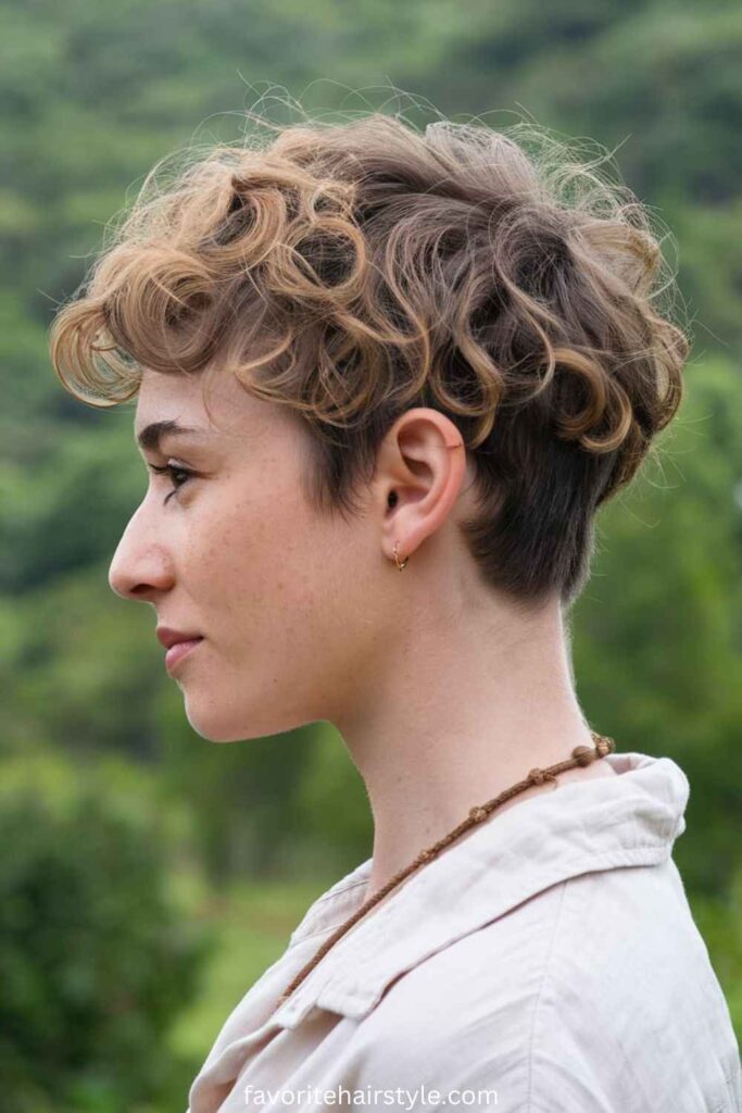 Curly Pixie with a Defined Outline