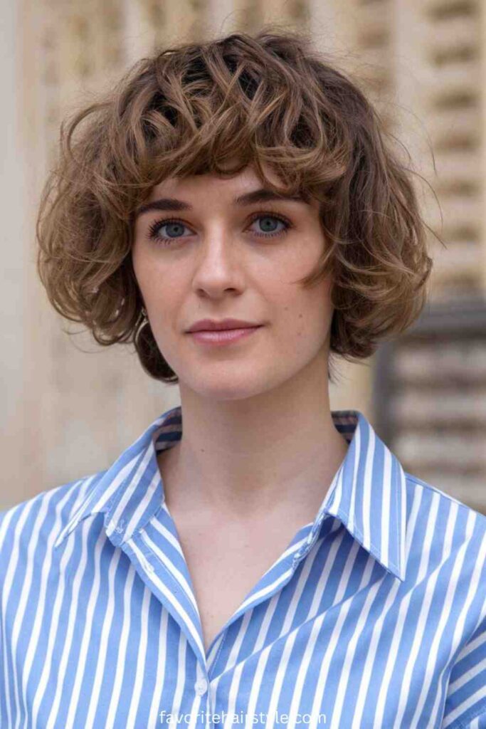 Curly Shag Cut With Fringed Bangs