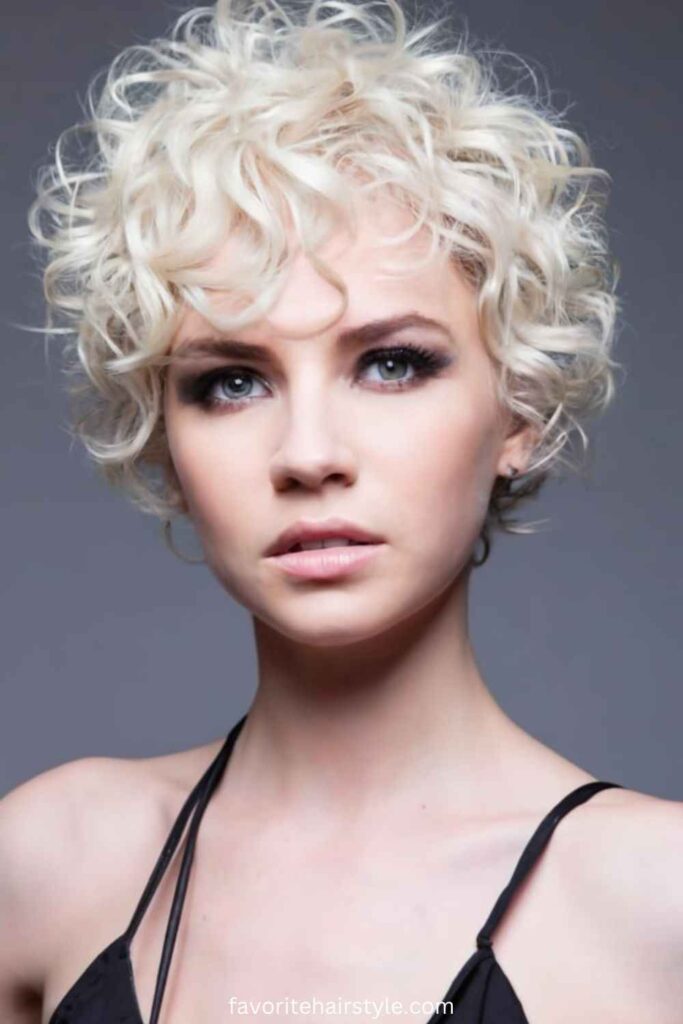 Platinum Blonde Curly Pixie