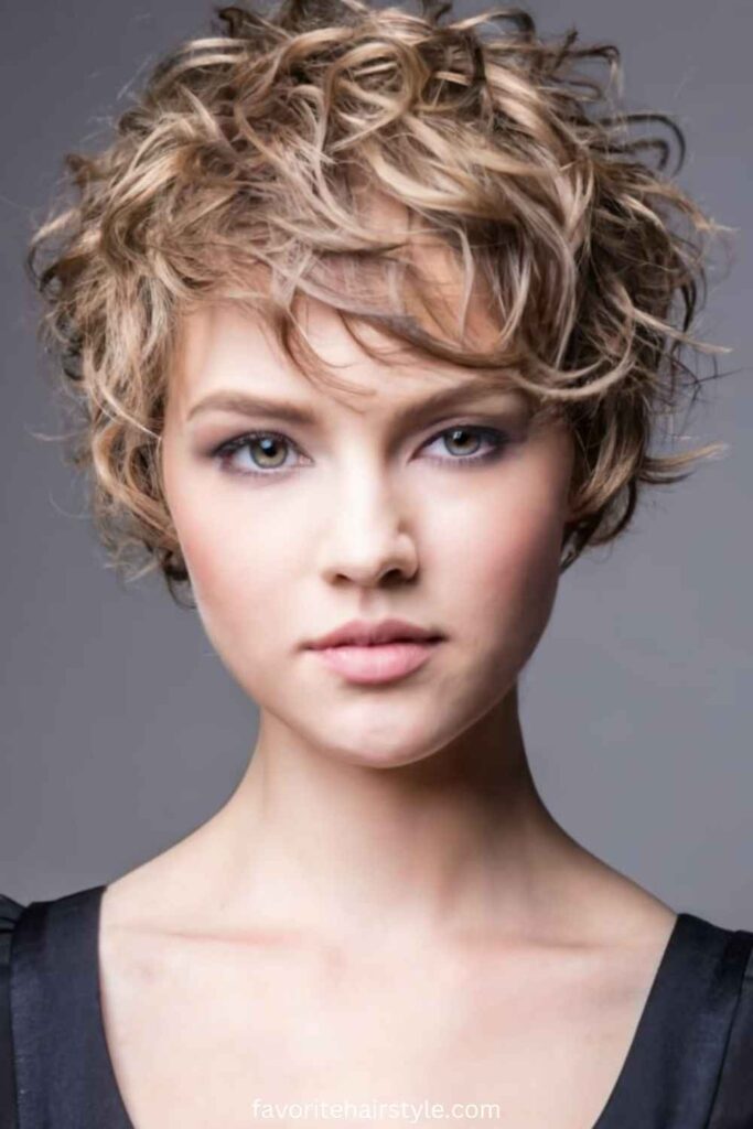 Soft Curly Pixie with Volume on Top