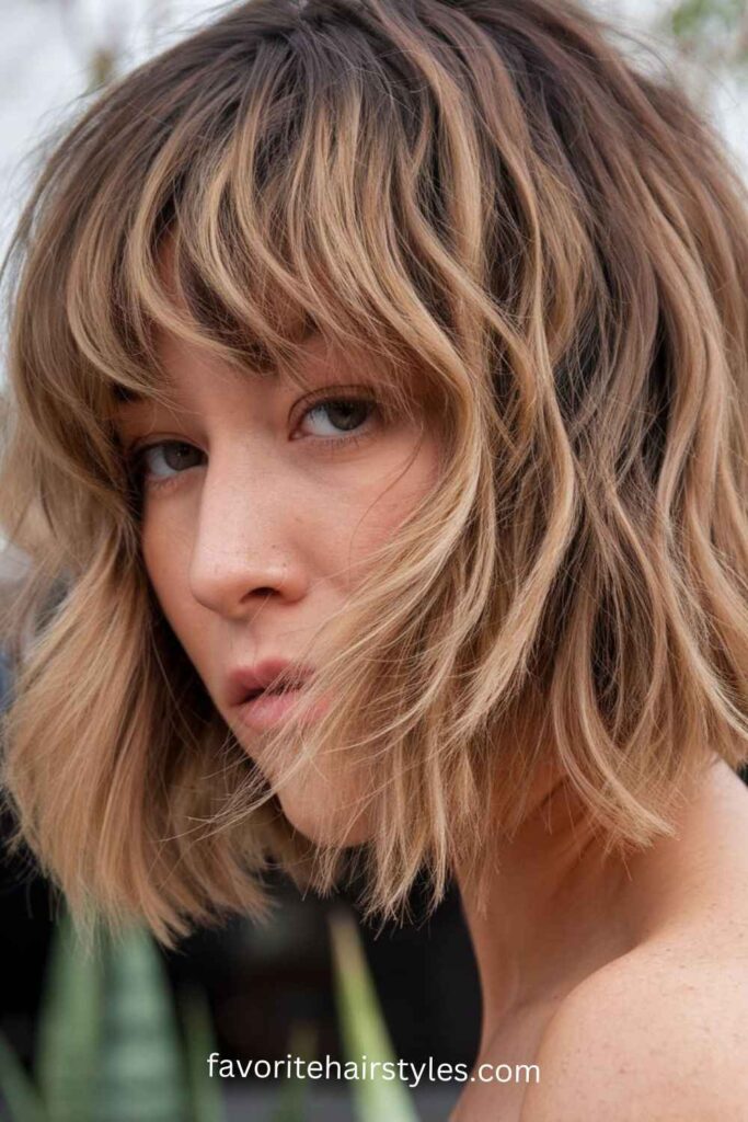  Old Money Bob Haircut With Bangs Textured Bob with Curtain Bangs