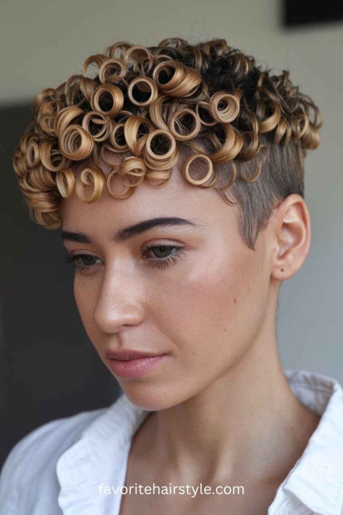 90s hairstyles Ideas Tight Curls with Pixie Cut