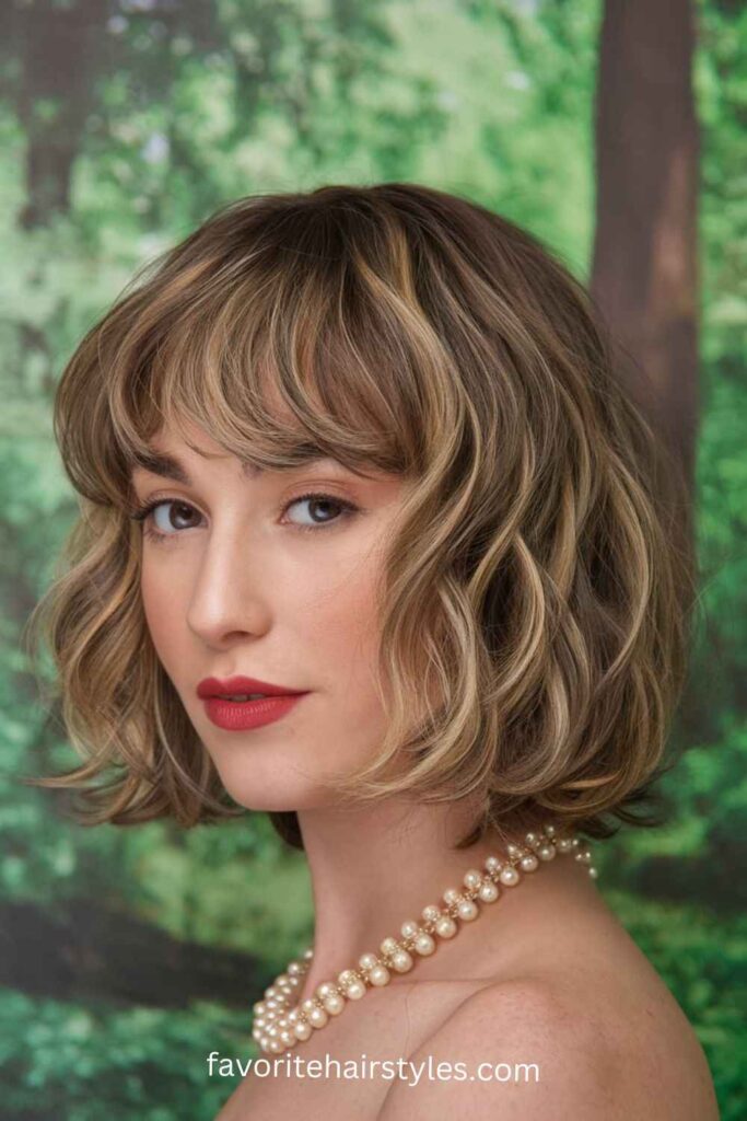  Old Money Bob Haircut With Bangs Wavy Bob with Full Fringe