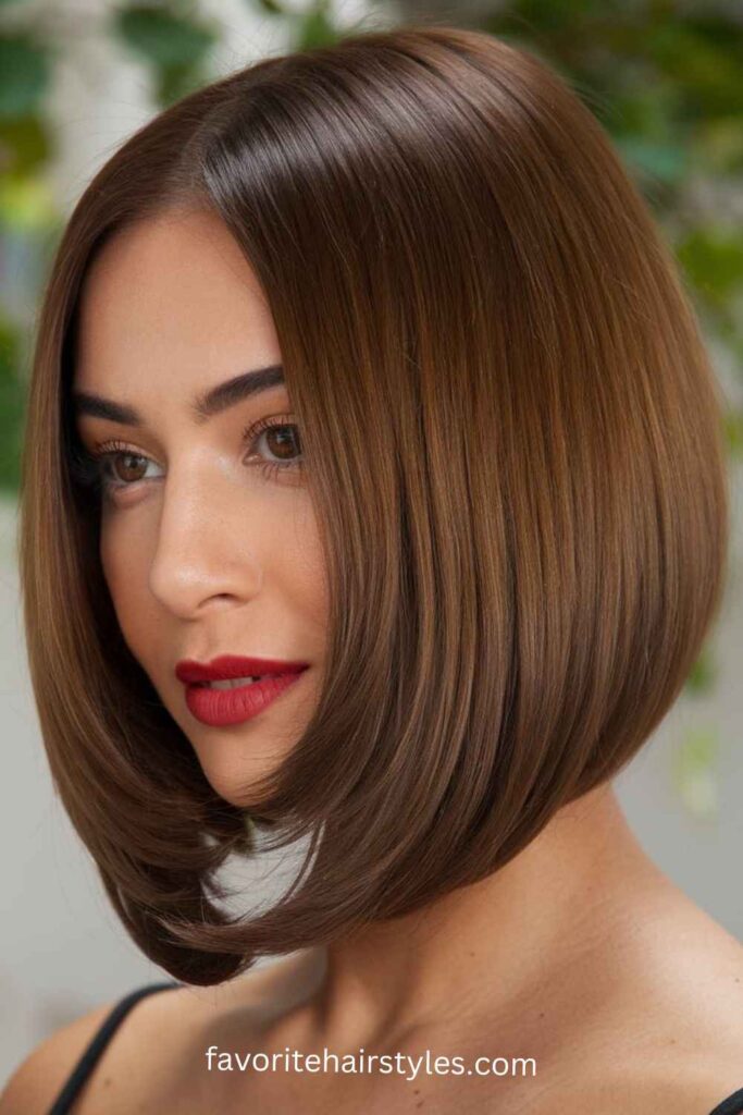 Old Money Bob Brunette Haircut Ideas A-Line Bob