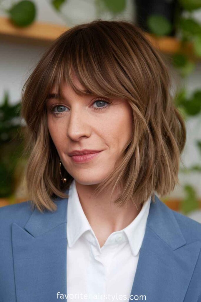 Old Money Bob with Bangs Haircut Ideas A-Line Bob with Fringed Bangs