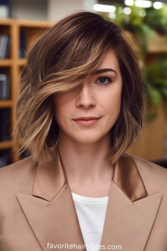 Asymmetrical Bob with Side-Swept Bangs