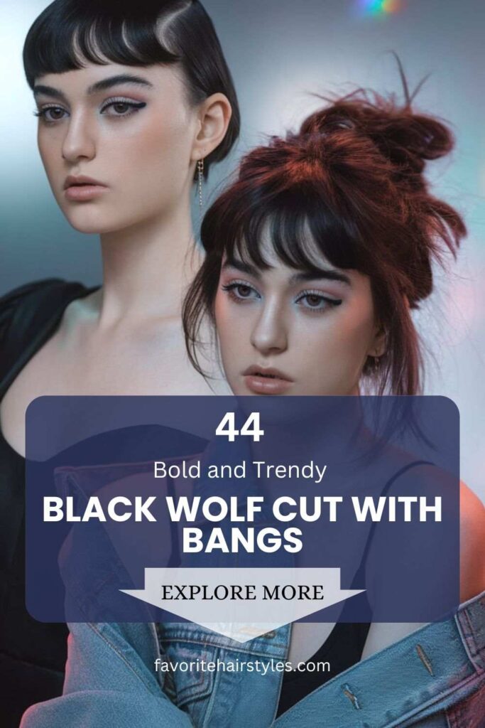 Black Wolf Cut With Bangs