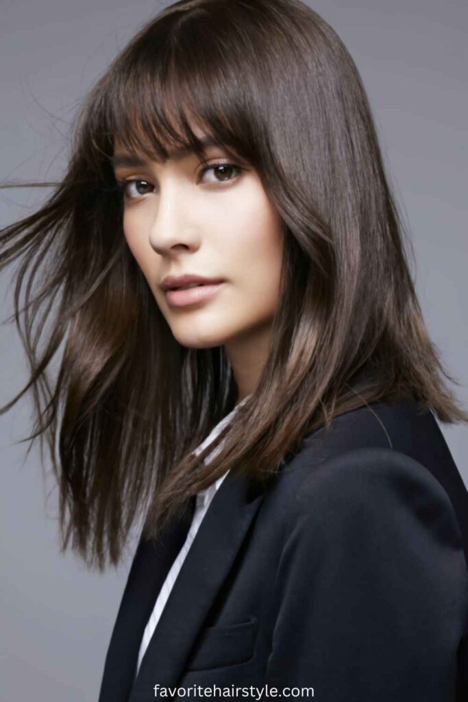 Choppy Long Layered Haircuts Ideas Classic Choppy Layers with Curtain Bangs