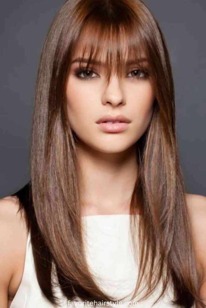 Classic Long Subtle Layers with Side-Swept Bangs