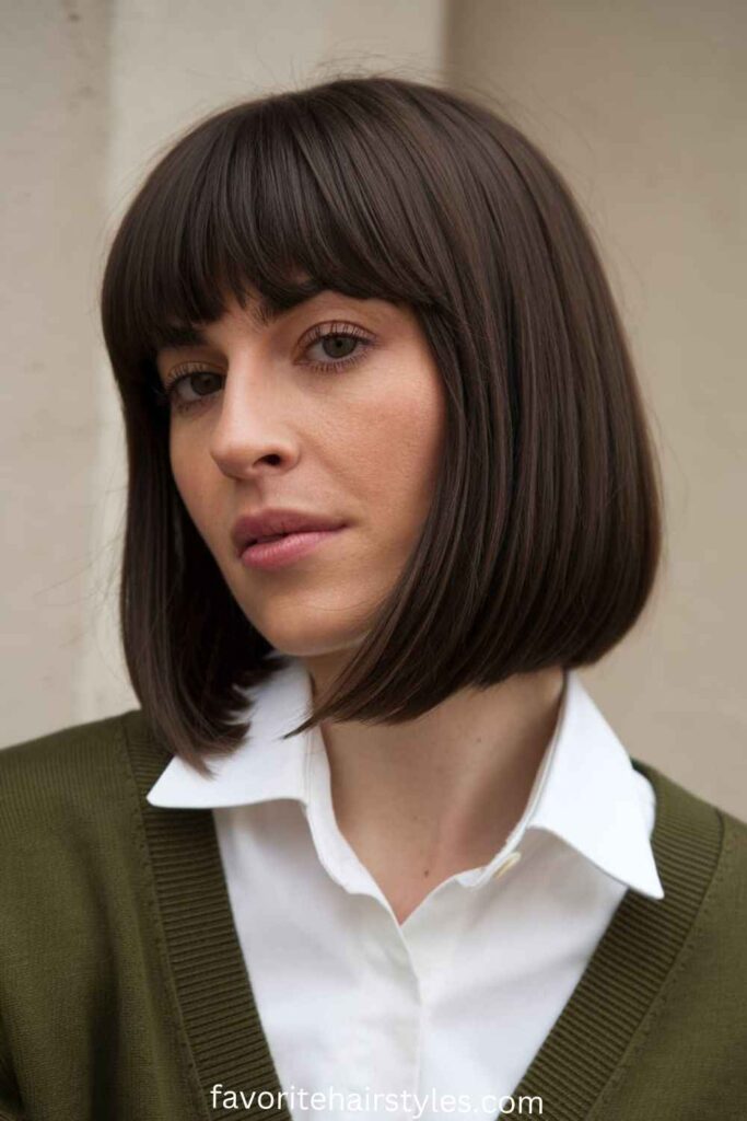 Classic Straight Bob with Blunt Bangs