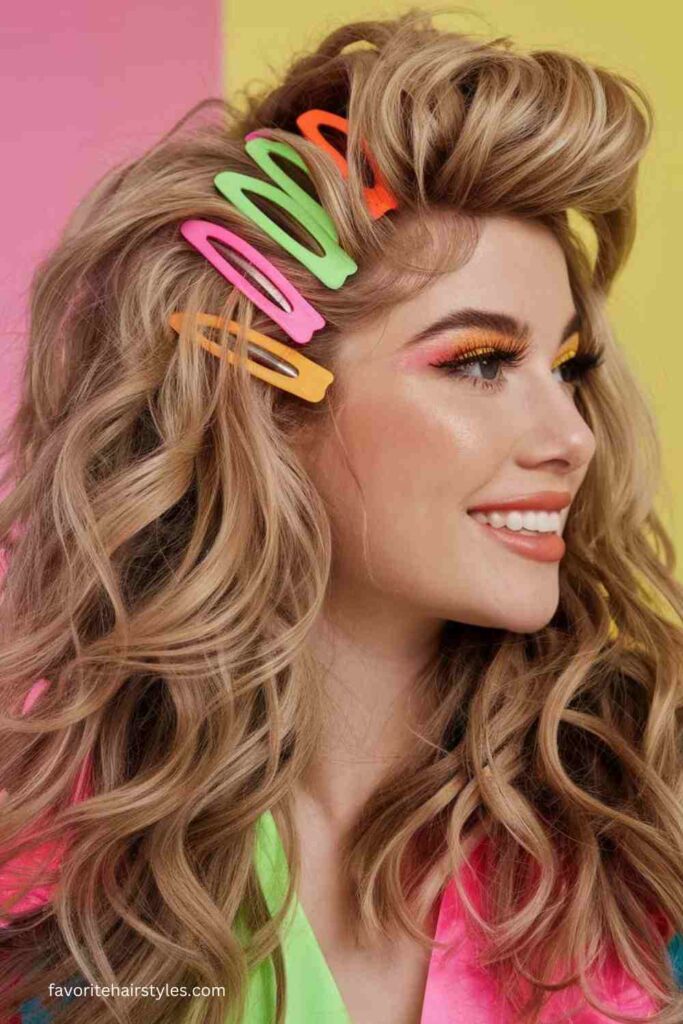 Crimped Hair with Neon Hair Clips