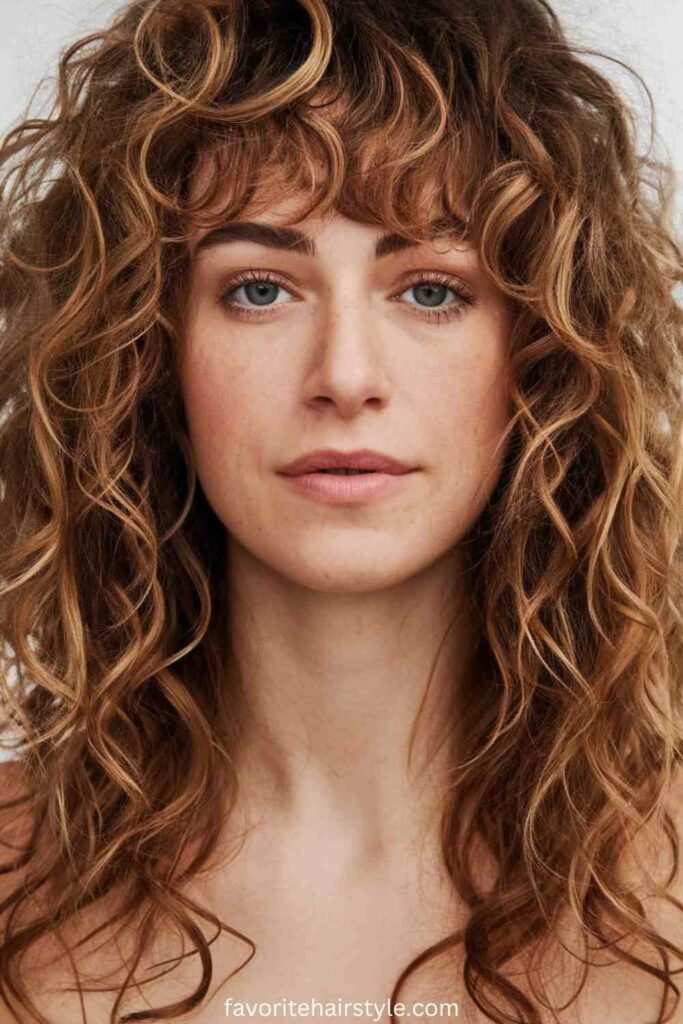 Shag Cuts Ideas For Curly Hair Curly Shag with Fringed Bangs