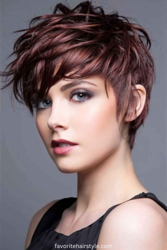 Curly Textured Pixie with Long Fringe