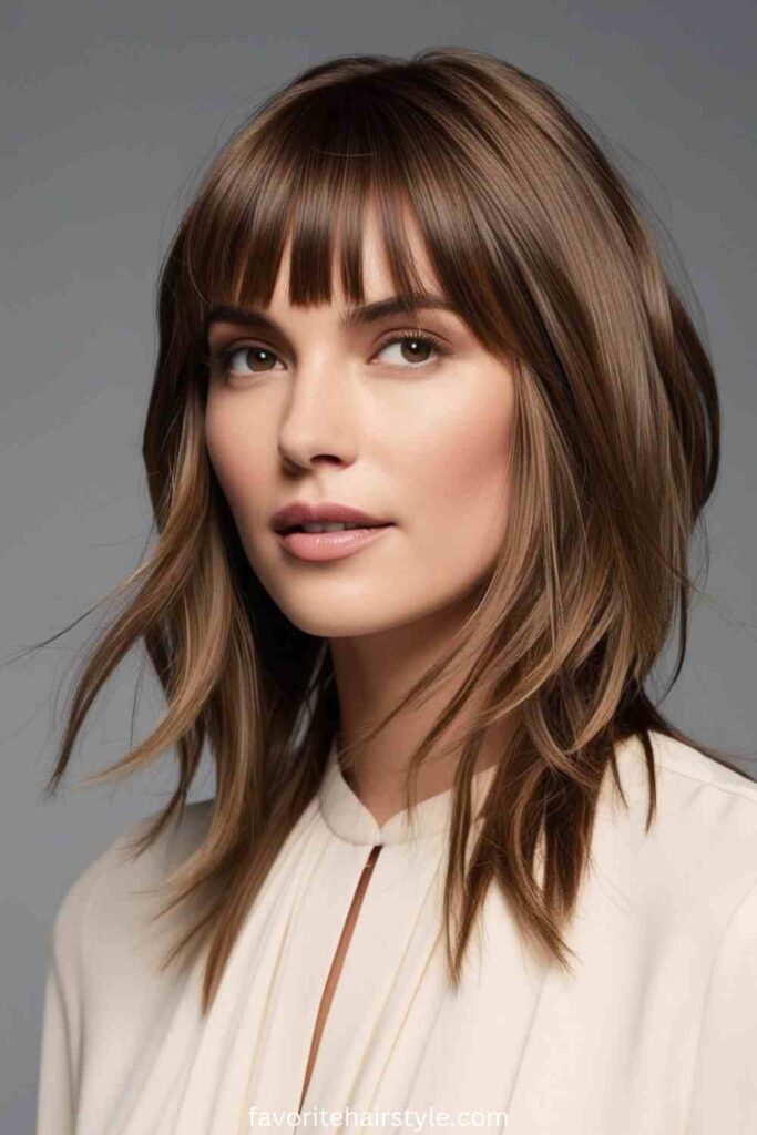 Layered Haircuts Ideas For Shoulder Lengths Curtain Bangs with Layers