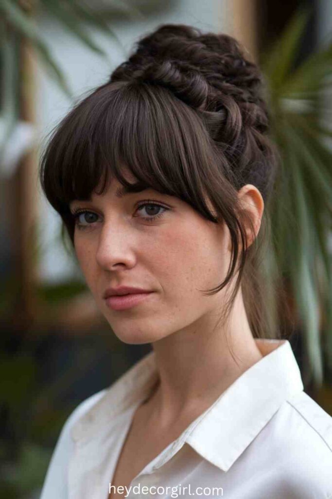 90s French Roll Hairstyle Ideas French Roll with Bangs