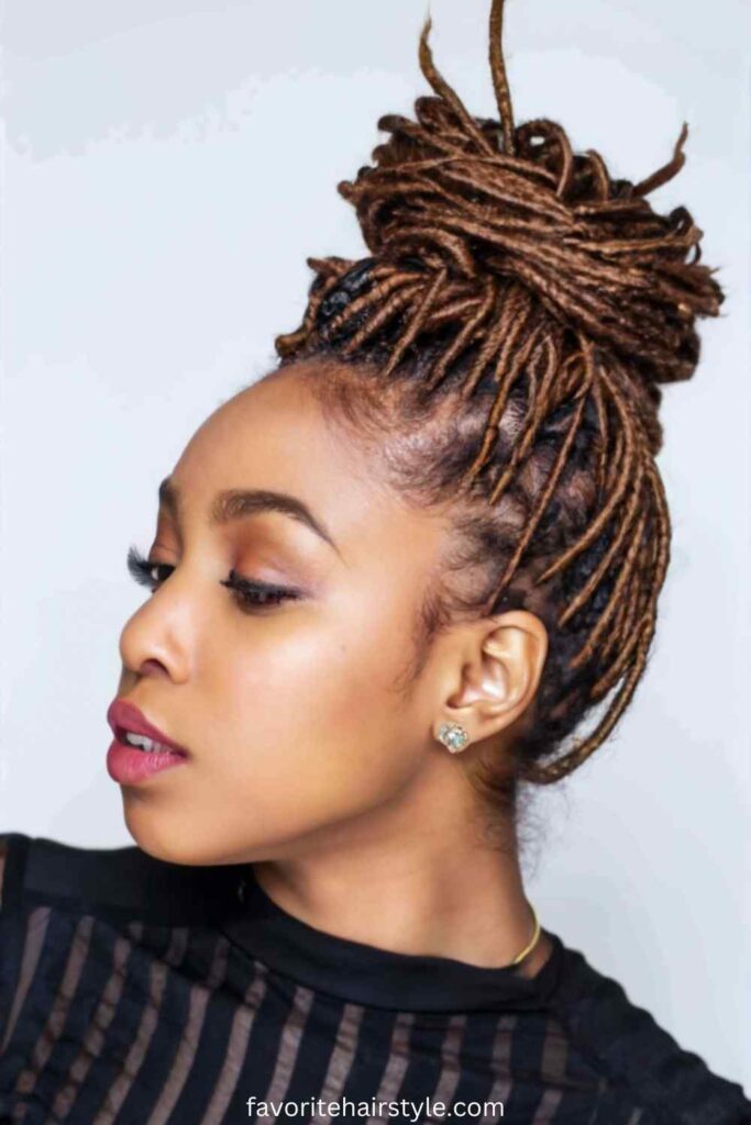 Updo Loc Styles Hairstyles Ideas High Bun Loc Style