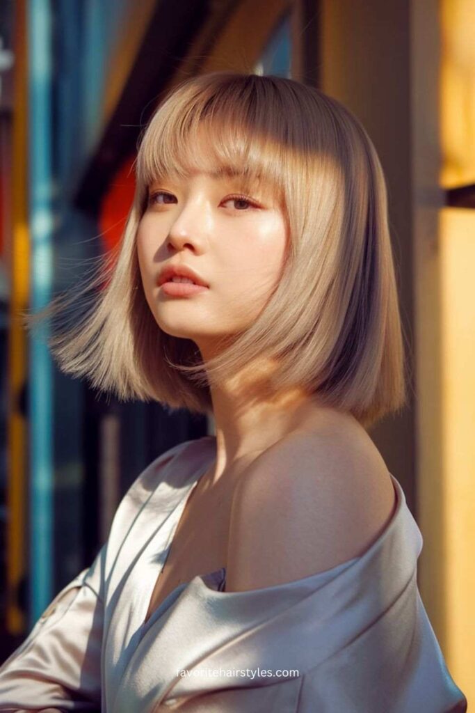 Korean Bob with Curtain Bangs