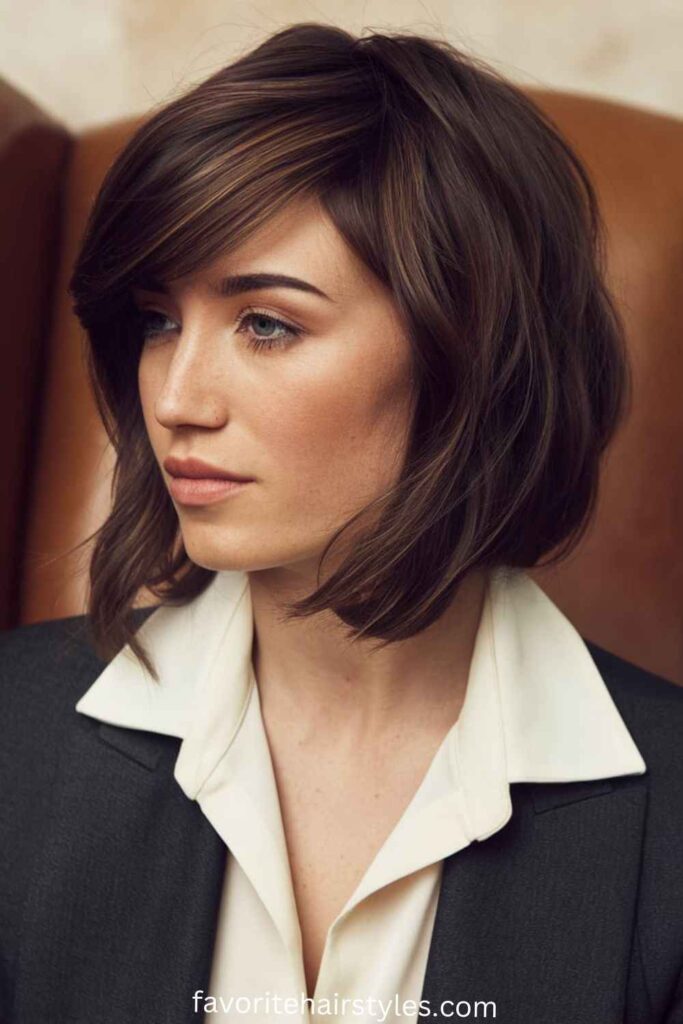 Old Money Bob with Bangs Haircut Ideas Layered Bob with Side Bangs