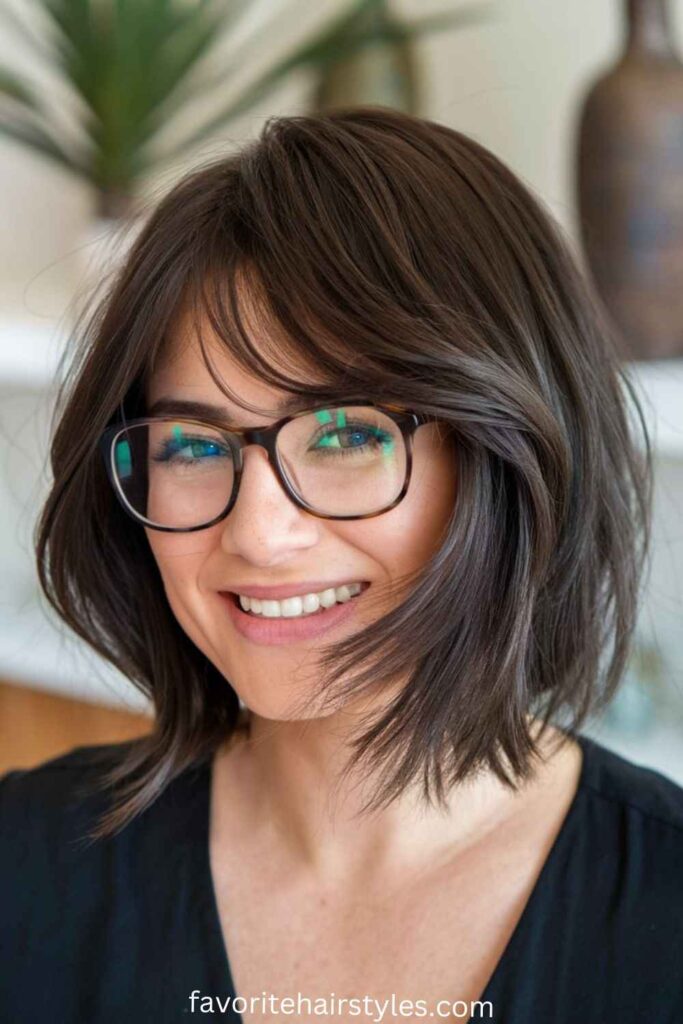 Layered Bob with Soft, Feathered Bangs