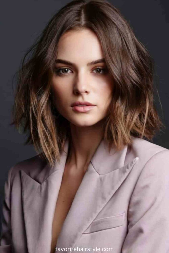 Layered Haircut Ideas For Medium Hair Layered Lob with Side Part