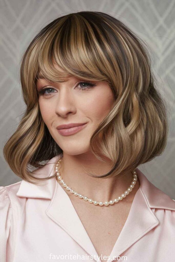 Long Bob (Lob) with Curtain Bangs