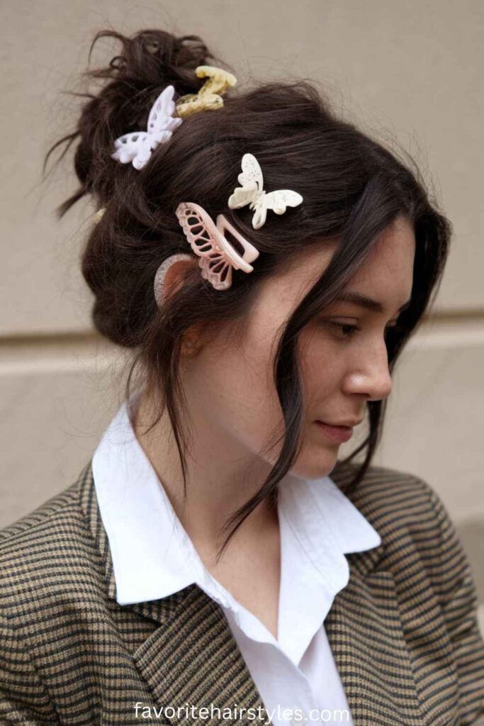 Messy Bun with Butterfly Clips