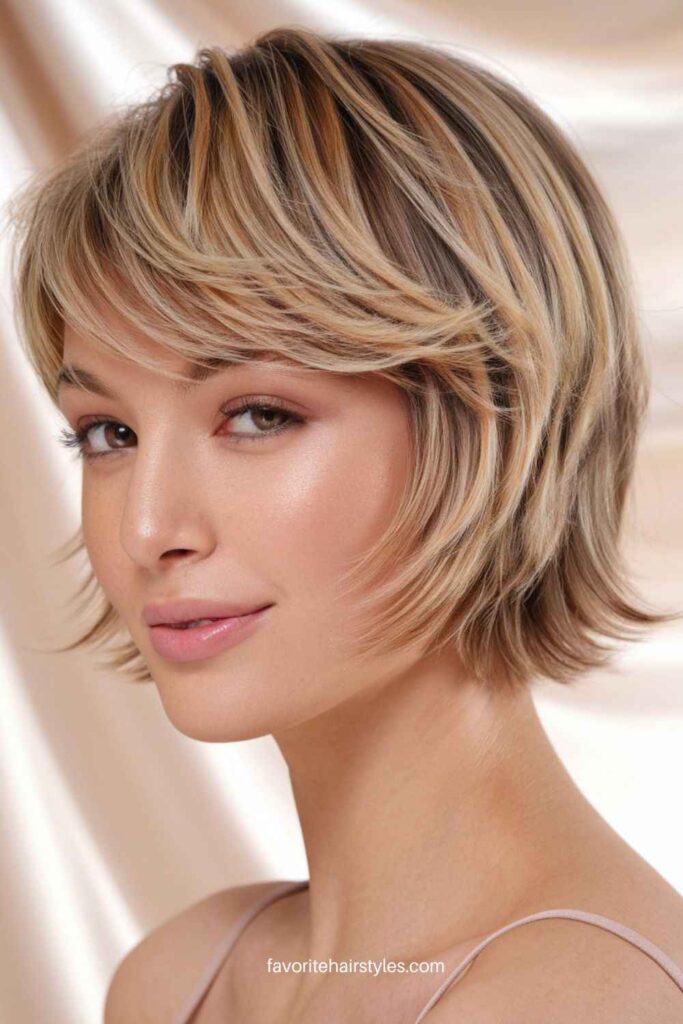 Short Butterfly Cut with Highlights