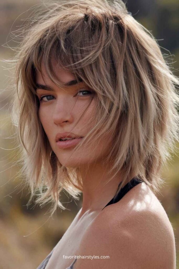 Short Shaggy Wolf Cut With Wispy Bangs