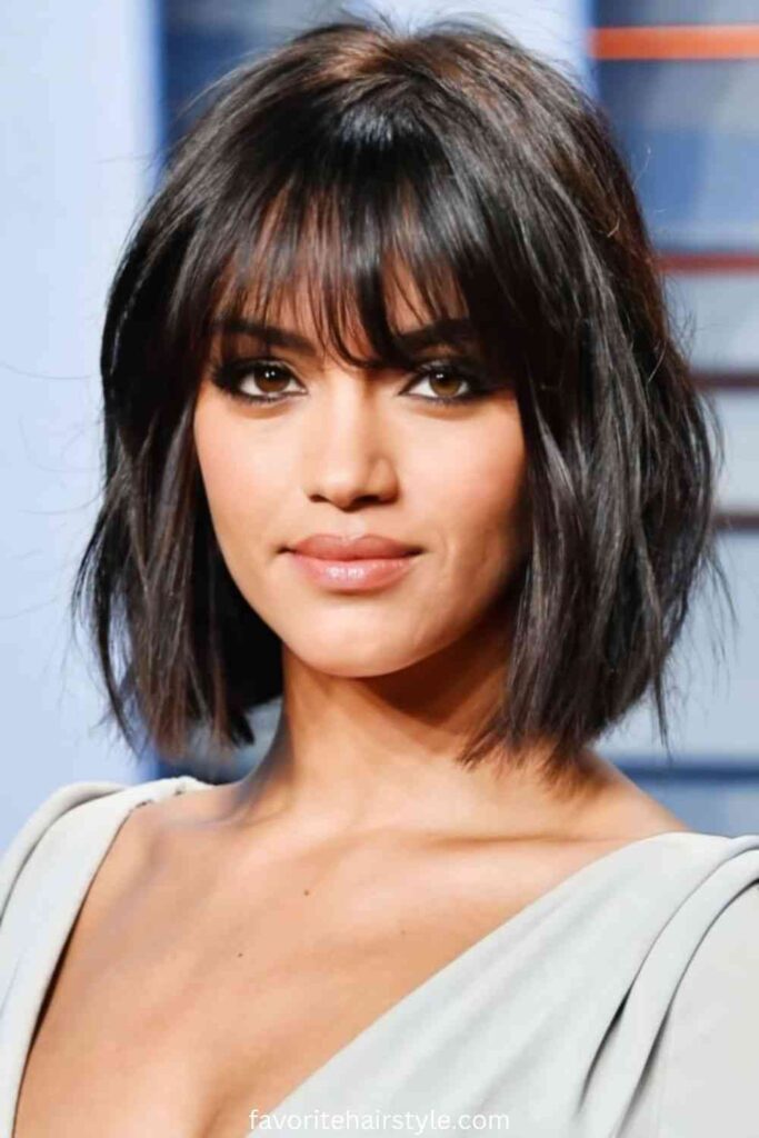 Side-Swept Bangs with Layered Hair